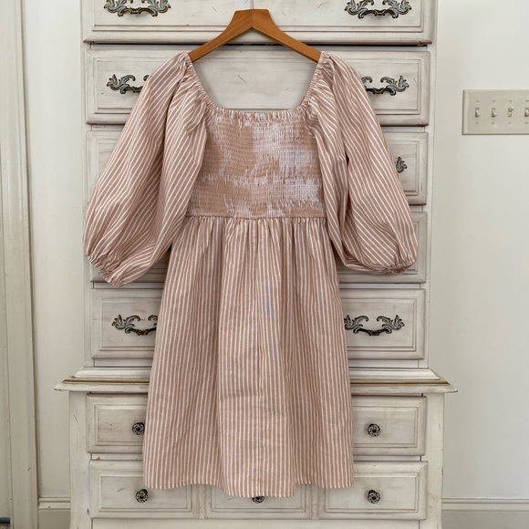 Vici Beige Puff Sleeve Dress - Picture 2 of 4